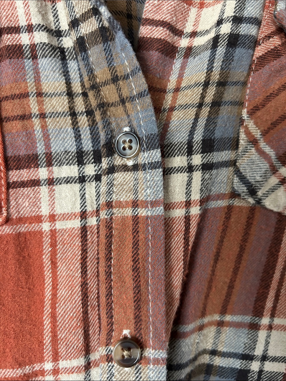 RSQ Rust Plaid Button-Down Shirt with Cream and Gray Stripes - Picture 4 of 6